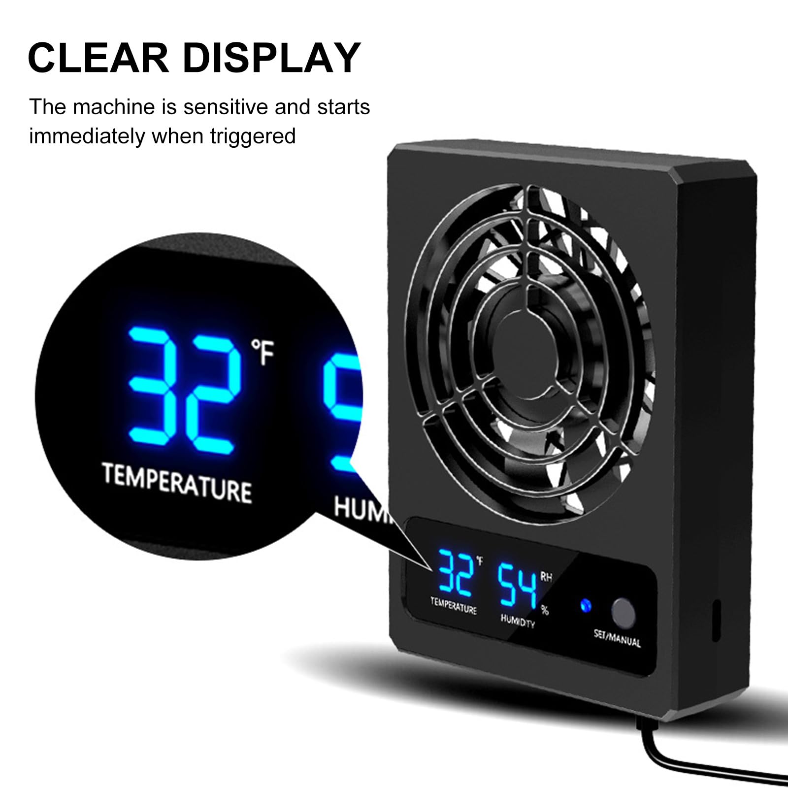 Reptilientanks Lüfter Mit Automatischer Temperaturregelung Hangable Kühlung Stille Luftkühler Für Terrarien LED Display LED Display Kühlung