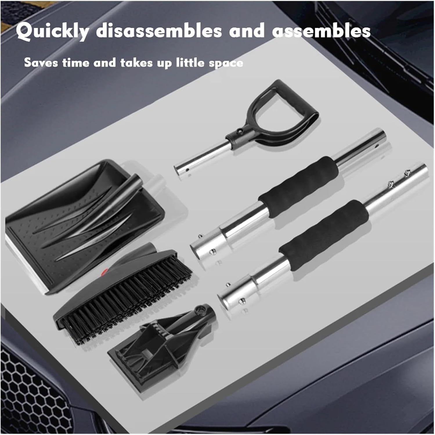 Car Mounted Snow Shovel, Metal Stainless Steel Telescopic, Detachable Ice Removal Device, Cleaning and Defros(12PCS Double Layer)