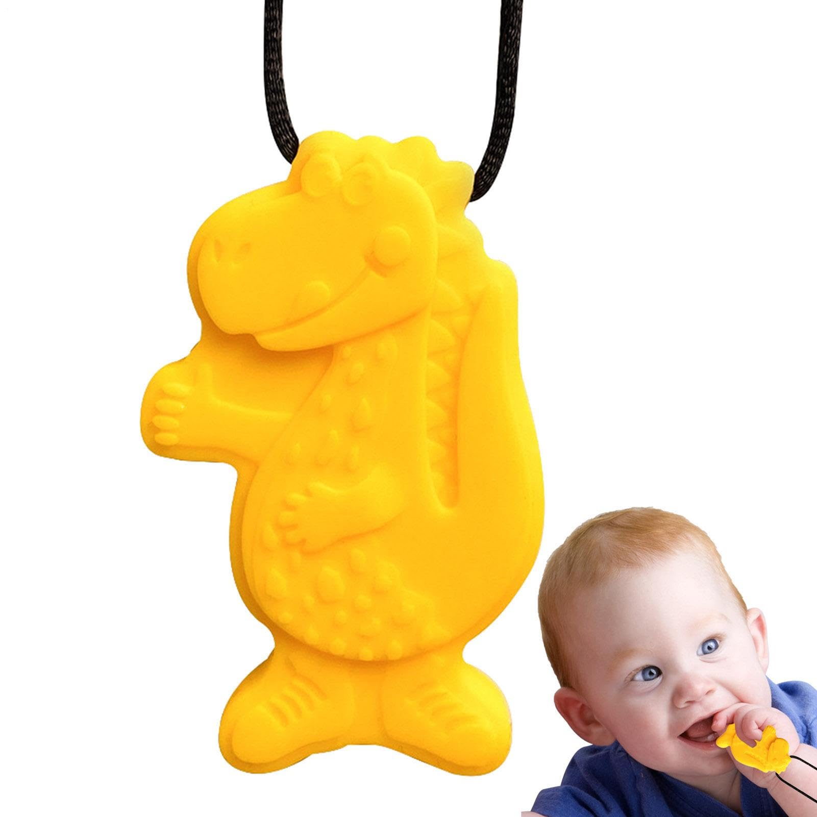 Chew Necklaces Sensory Kids - Silicone Teething Jewelry | 60g Motor Aid Pendant, ADHD Sensory Chewing Necklace Set, Durable Safe Bite Resistant Necklace Toy with Dinosaur Shape Design — view 6