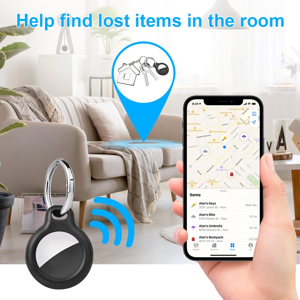 Ainiv Llavero para AirTag, 1 Pieza Funda Protectora, Portátil Llavero Impermeable para AirTag 2021, Localizador para Keychain, Mascotas y Mochilas — view 5