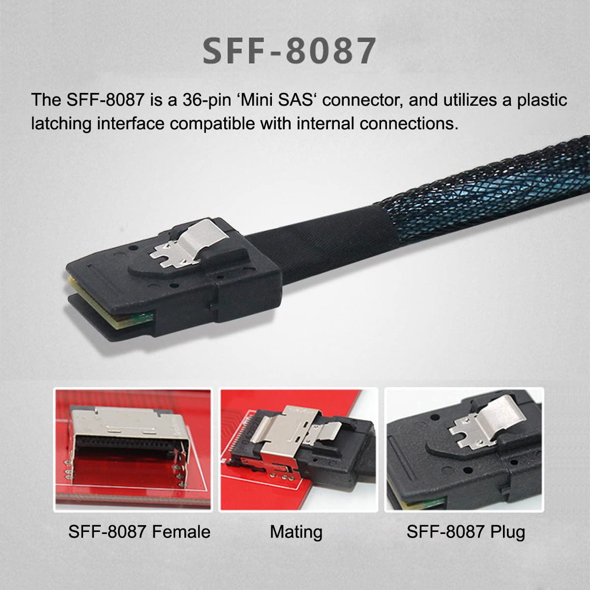 Cablecc PCI-Express 4.0 Mini SAS SFF-8087 to Oculink SFF-8611 SFF-8612 PCBA Female Adapter with Bracket, Red SFF-8087 to SFF-8611 - Image 2