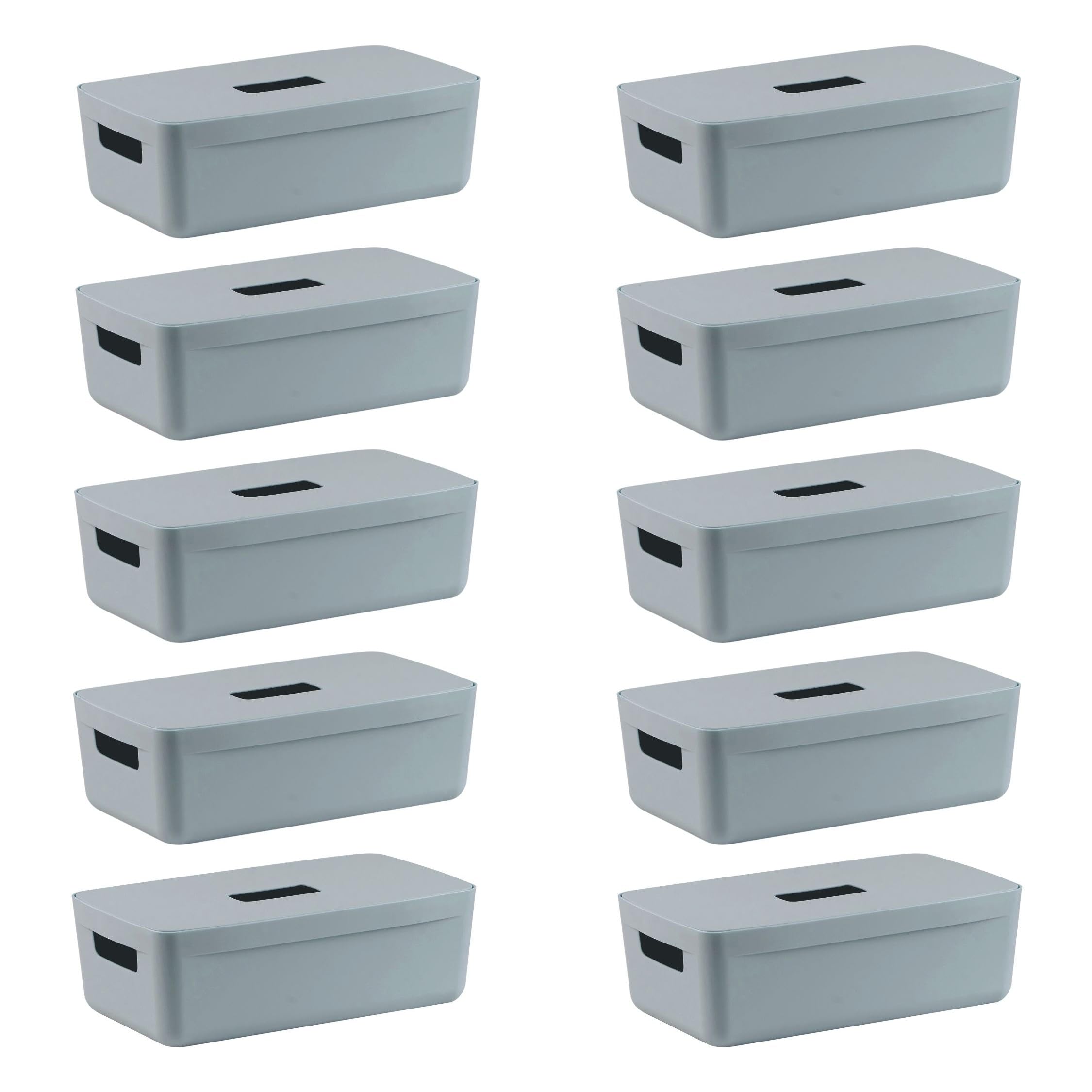 IDEA HOME Storage Boxes with Lids 10 Pieces - Plastic Storage Box - Storage Organiser - Really Useful Boxes for Storing Various Items in the Living Room, Bedroom or Bathroom 5L, Blue — image 1