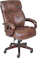 La-Z-Boy Bradley Bonded Leather Executive Office Chair - Adjustable Swivel Tilt, Lumbar Support, Roasted Chestnut Finish