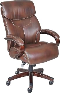 La-Z-Boy Bradley Bonded Leather Executive Office Chair - Adjustable Swivel Tilt, Lumbar Support, Roasted Chestnut Finish