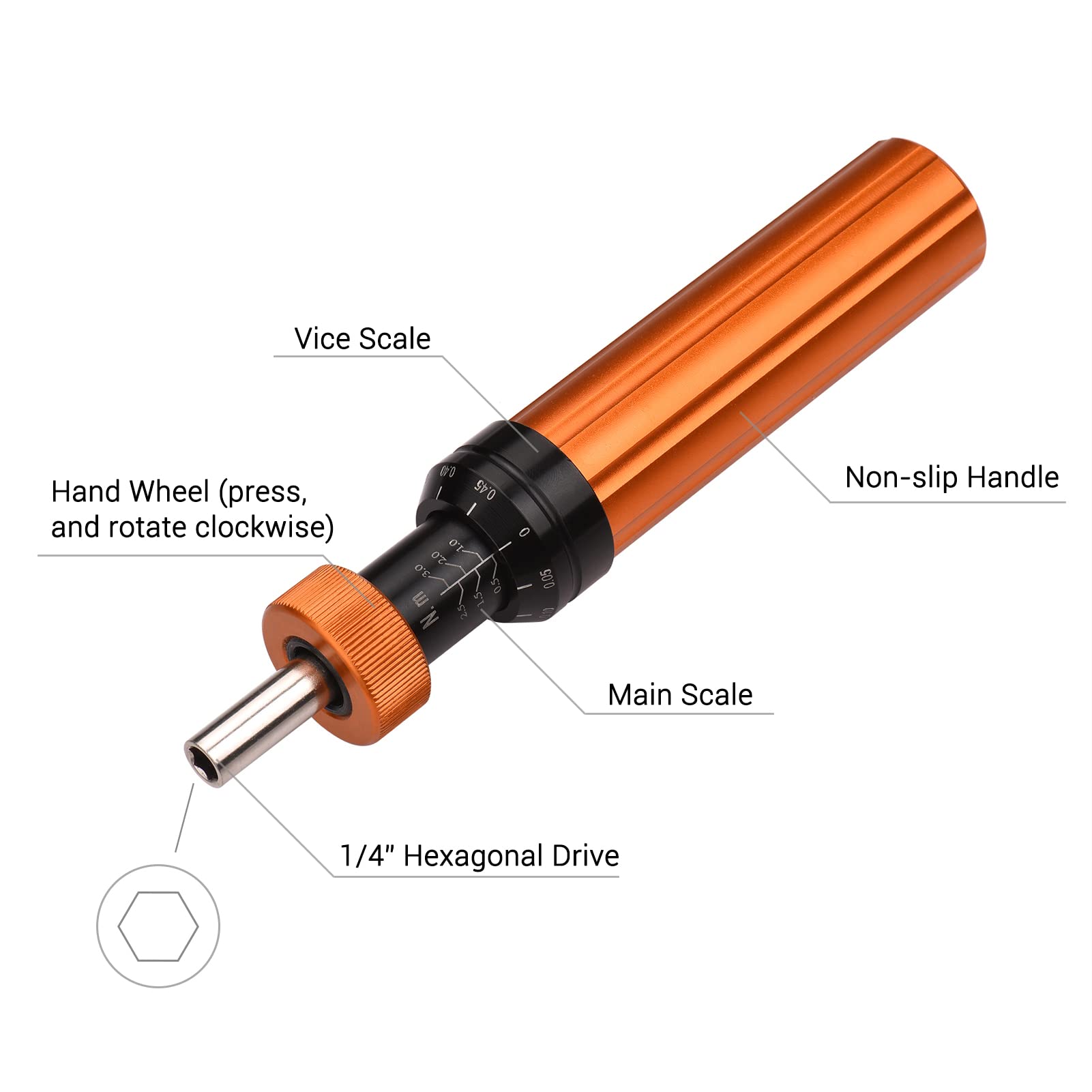Voreingestellter Drehmomentschraubendreher mit Schlitz-/Kreuz-Schraubendreher-Bit, 1/4-Zoll-Sechskantantrieb, Einstelldrehmoment, begrenzter Schraubendreher für Autoreparatur, mechanische Montage