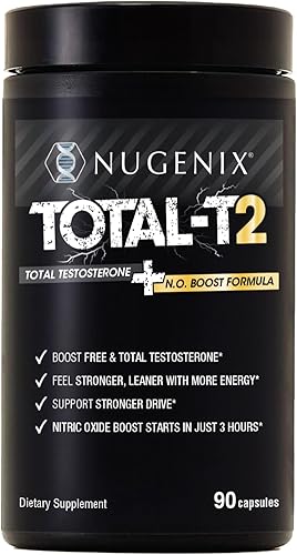 Nugenix Total-T2 - Potenciador de testosterona y refuerzo de óxido nítrico para hombres, Tesnor, S7, ElevATP, Tongkat, citrulina, óxido nítrico y