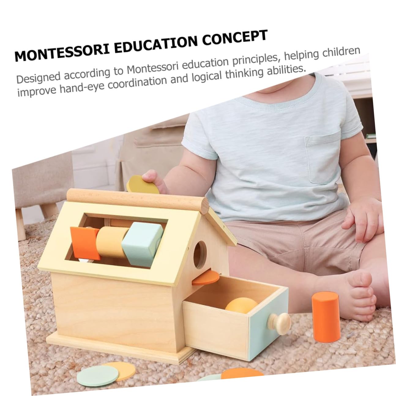 Abaodam Juguete Educativo de Madera para Lanzar Bolas y Monedas, 1 Juego | Aprendizaje y Educación, para Bebés y Niños, Entrenamiento de Coordinación Ojo-mano y Concentración