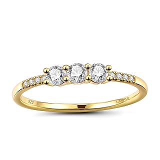 LAVALE Round Cut Moissanite Wedding Band for Women, Brilliant D Color VVS1 Clarity Classic Lab Created Diamond Solitaire Ring 18K White Yellow Rose Gold Vermeil 4 Claw Knife Edge Moissanite Rings - Amazon product rated Grade A