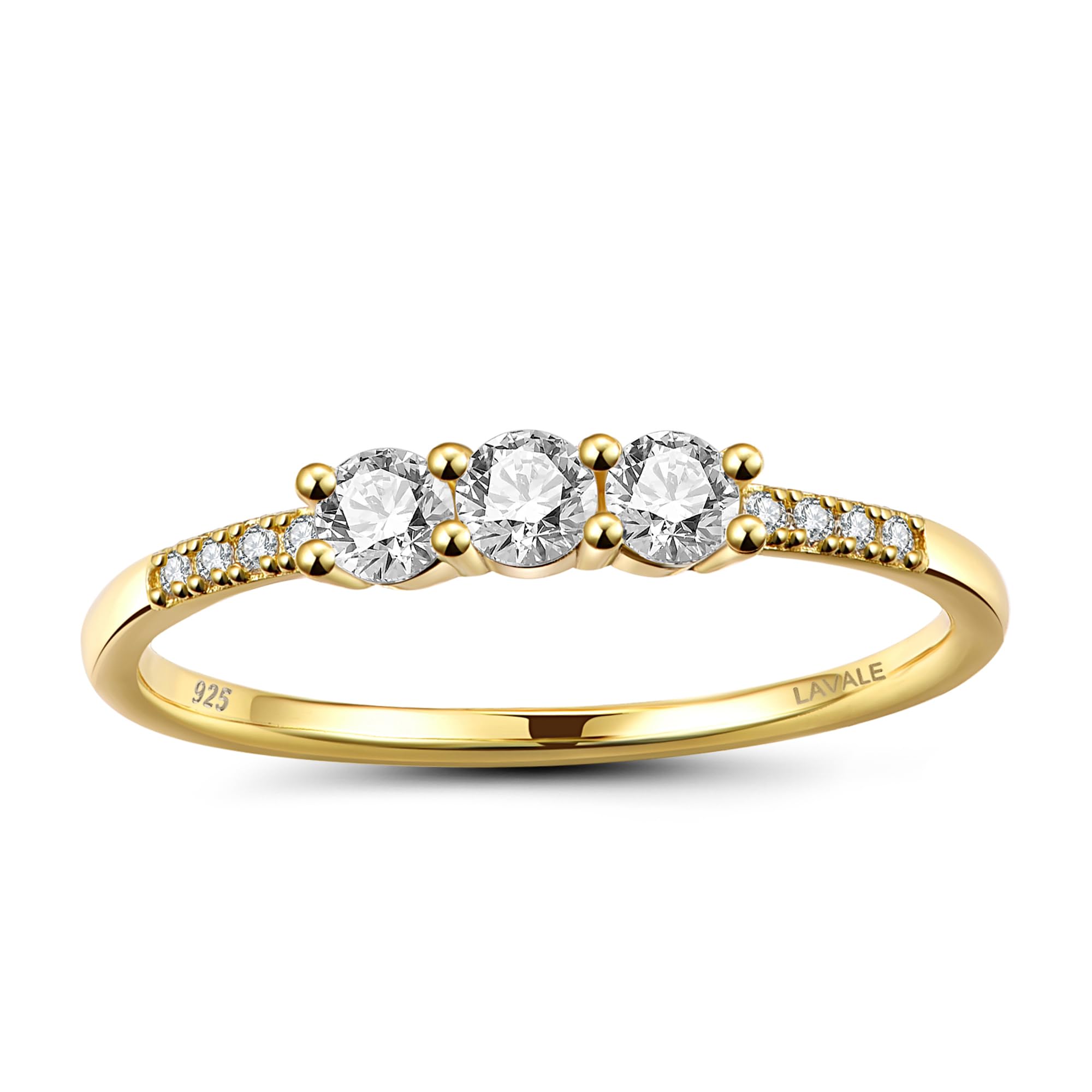 LAVALE Round Cut Moissanite Wedding Band for Women, Brilliant D Color VVS1 Clarity Classic Lab Created Diamond Solitaire Ring 18K White Yellow Rose Gold Vermeil 4 Claw Knife Edge Moissanite Rings