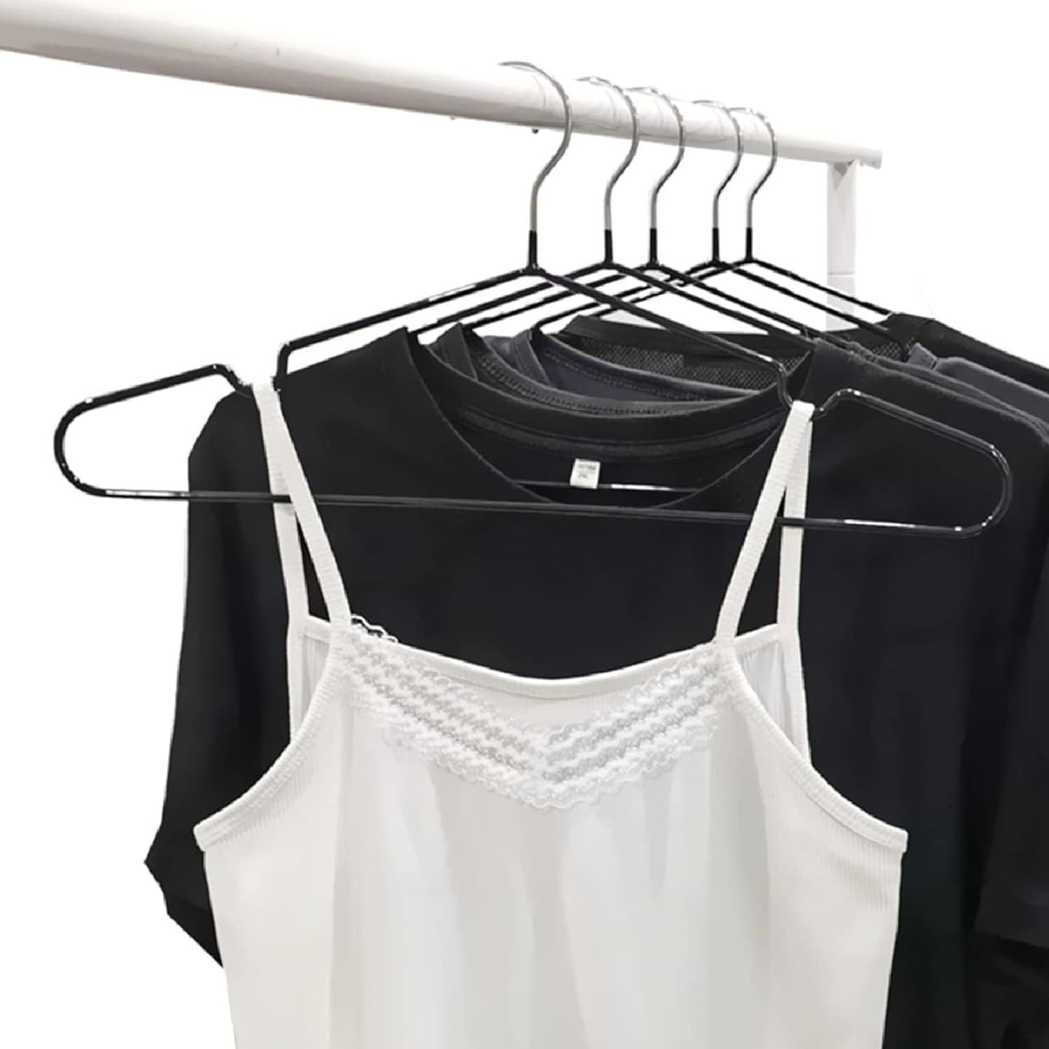 Grucce appendiabiti in metallo (40 cm) – 30 pezzi salvaspazio per adulti, carico con vestiti pesanti, grucce con scanalatura antiscivolo per cappotti, pantaloni (nero)
