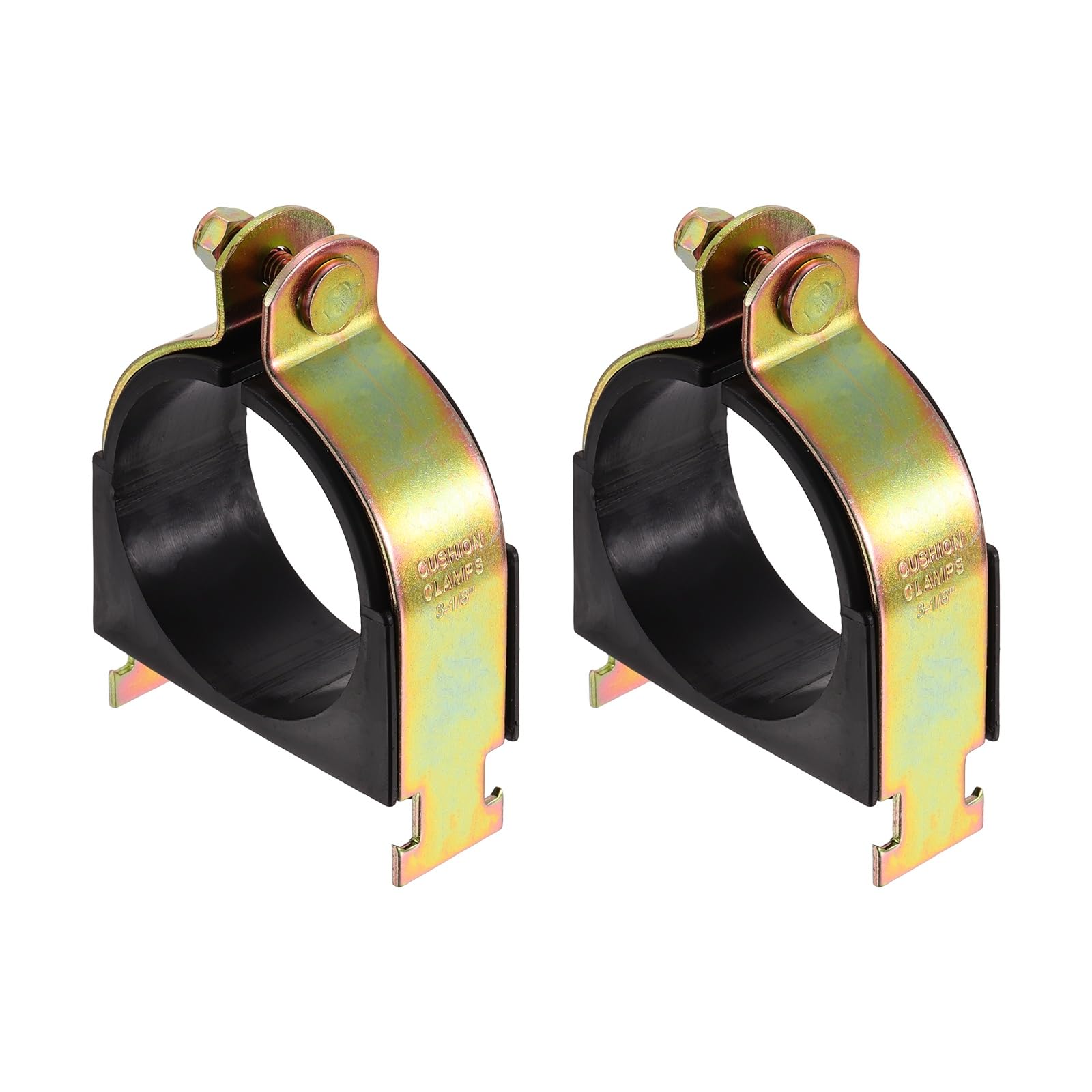 sourcing map 2 Pcs Rubber Cushion Strut Clamp, 3-1/8"(79.38mm) OD Pipe Cushion Clamps, Heat Resistant Zinc-Plated, High Temperature Mount Strut Clamp for Mounting Copper, PEX, Gas, CVPC Pipes