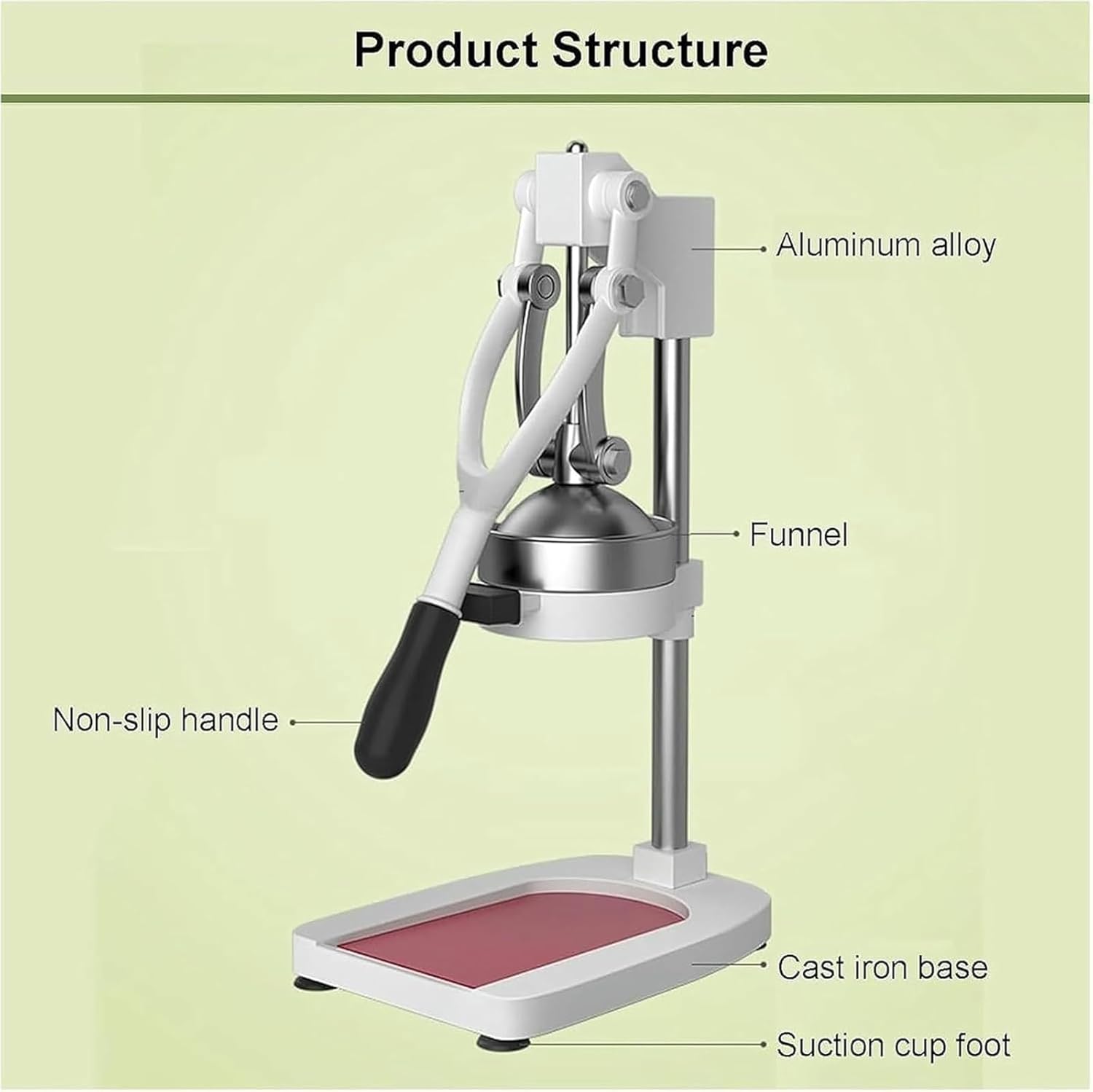 Commercial Cast Iron Juice Press, Hand Press Juicer Machine, Separate Pulp and Juice, Has a Sturdy Structure, a 304 Stainless Steel Filter Screen, Comfortable Non-slip Handle, for Fruits