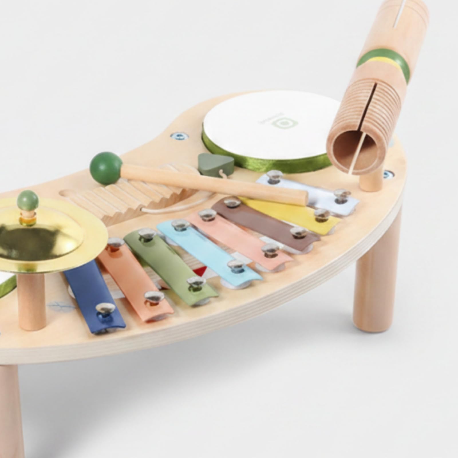 Mesa Musical Infantil de Madera Juguete de Percusión Instrumento Educativo Centro Rítmico con Chimes Multicolor y Mazos Introduce Conceptos Básicos de