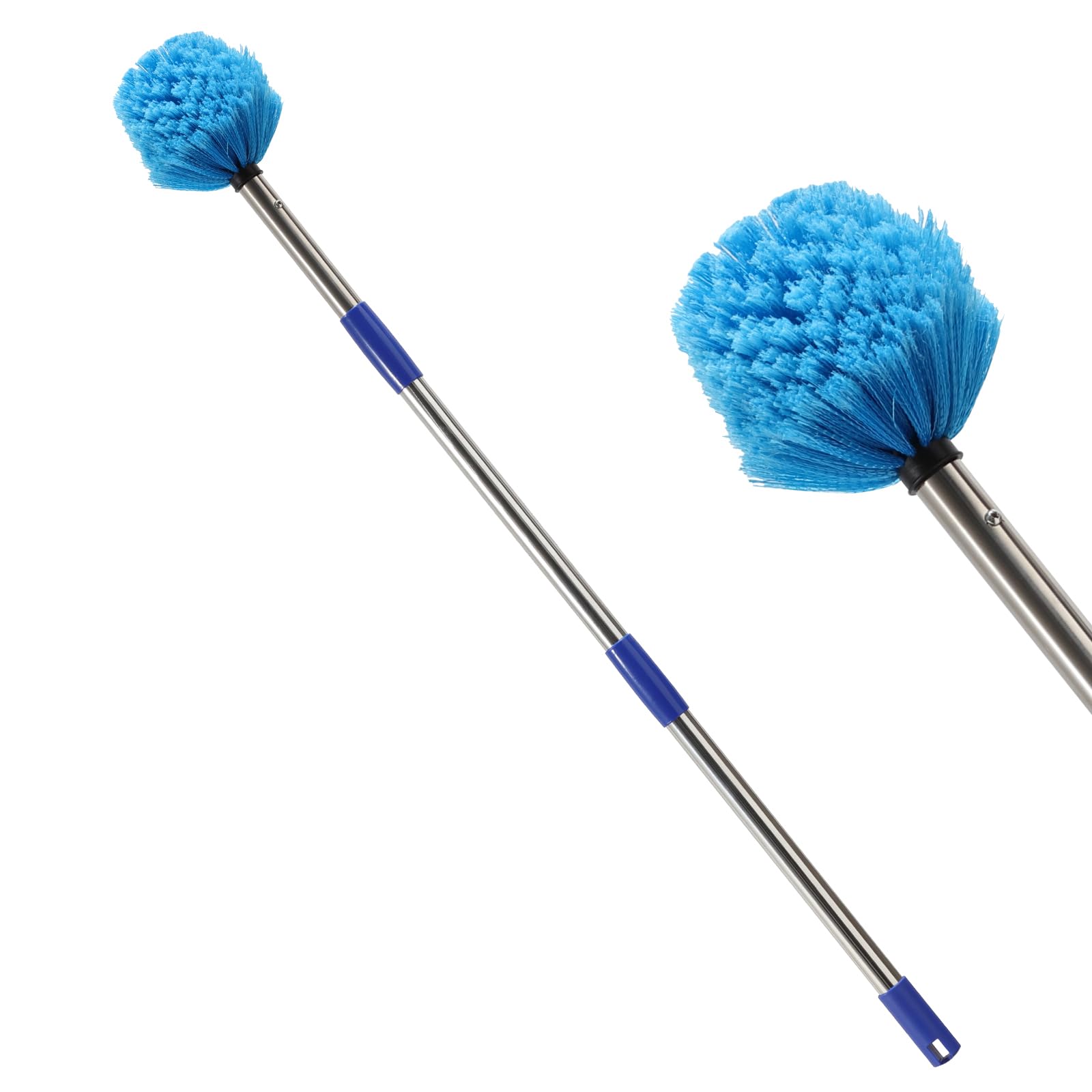 Cobweb Duster with Extension Pole,4-8FT Stainless Steel Spider Web Brush with Pole,Cobweb Duster Outdoor for High Ceilings and Surfaces,Steel Long Handle, Lightweight Cleaner