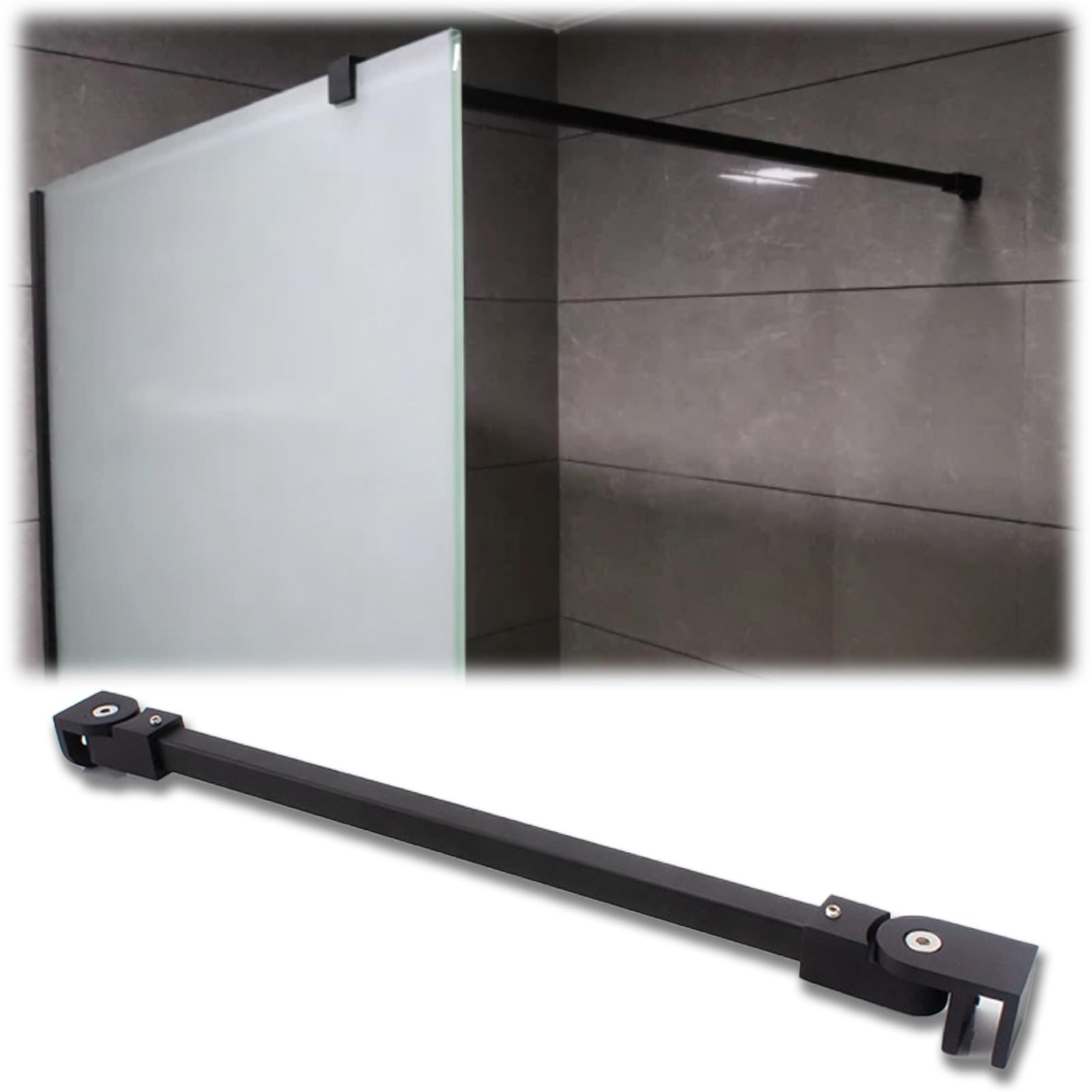 DJPHOFS Secure Flexible Wall To Glass Shower Support Bar, Non-deformable Fixed Door Side, Heavy Duty Stabilizer for Enclosure(Black,L36in/91cm)