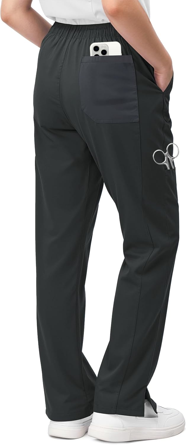 NY Threads Scrub Pants for Women Relaxed Fit, Mid Rise 5 Pockets Drawstring Womens Scrub Pants, 31 Inch Inseam - Image 2