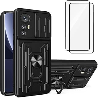 Capa para Xiaomi 12T Pro com cobertura para câmera e suporte para suporte de câmera Militar Grau de proteção à prova de choque com suporte magnético para carro para Xiaomi 12T Pro (preto)