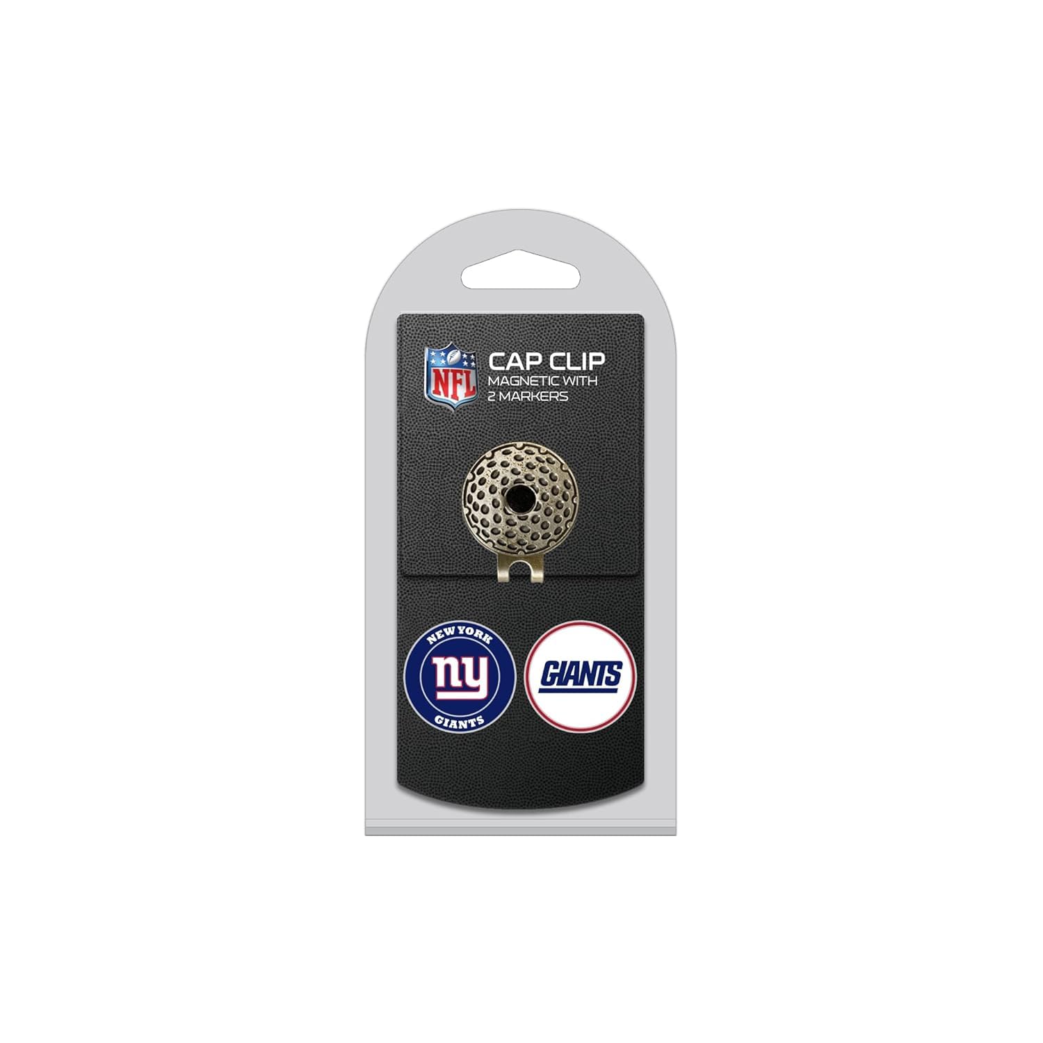 Team Golf NFL New York Giants Cap Clip With 2 Golf Ball Markers Golf Cap Clip with 2 Removable Double-Sided Enamel Magnetic Ball Markers, Attaches Easily to Hats