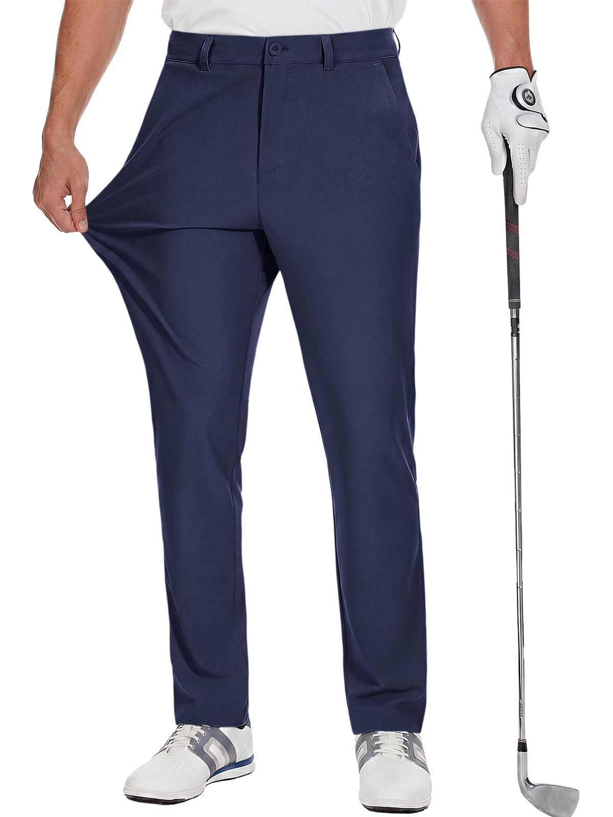 Runcati Mens Golf Pants Stretch Work Dress Pants 30"/32" Lightweight Quick Dry Casual Slacks Trousers with Pockets