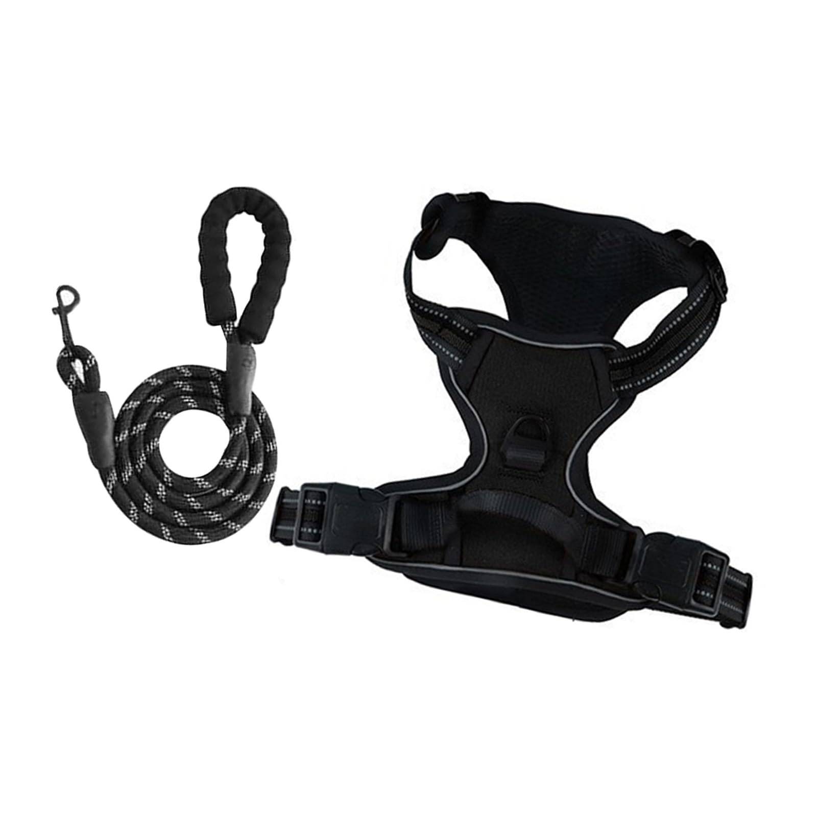 Pettorina regolabile riflettente No Pull pettorina per cani (S) | Traspirante imbottito, 4 taglie S-XL, cinghie regolabili, sicurezza al buio, per passeggiate e allenamento, nero