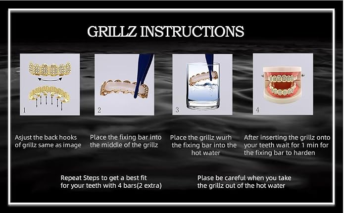 Juego de grillz dorados 18K con 6 dientes superiores e inferiores miniatura 6