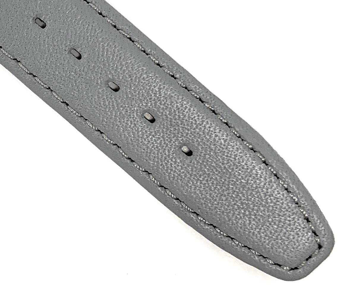 Bandini Extra Long 12mm Womens Leather Watch Band Strap - Grey/Gray with Stitching - Classic - Slim - Gold Buckle