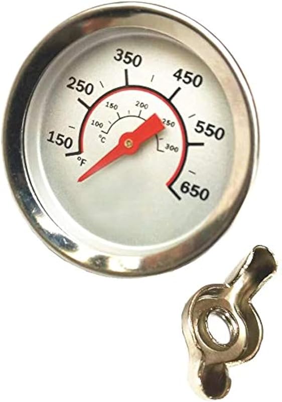 Medidor de temperatura de parrilla de barbacoa de 2,67 pulgadas para CharBroil 8566083 Termómetro de barbacoa Fahrenheit e indicador de calor para cocinar carne, medidor de temperatura de acero inoxidable