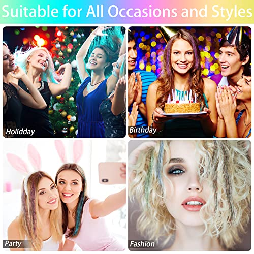 Hautoco Hair Tinsel Kit, 2800 Strands 47 Inch Glitter Tinsel Hair Extensions With Tools Fairy Hair Tinsel Kit, Heat Resistant Sparkling Hair Tinsel For Cosplay Christmas New Year Party(14 Colors) #TOP6