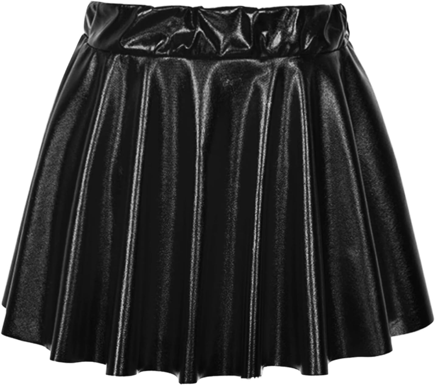 Girls Shiny Metallic Skater Skort Tennis Cheerleading Skirt Athletic Ballet Pleated A-Line Mini Scooter Skirt