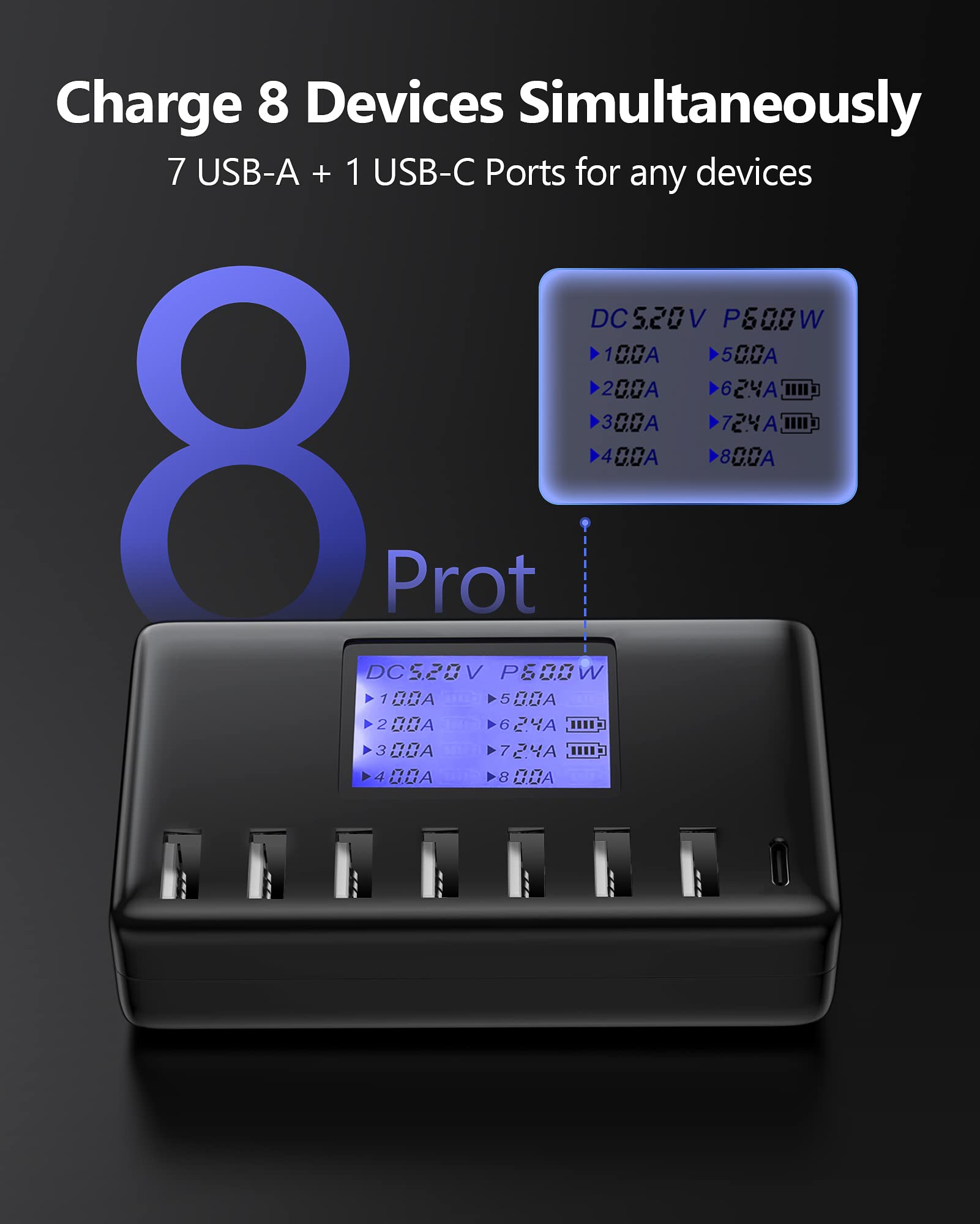 Alxum Station de Chargement USB Multi Mobile avec QC 3.0 Charge Rapide