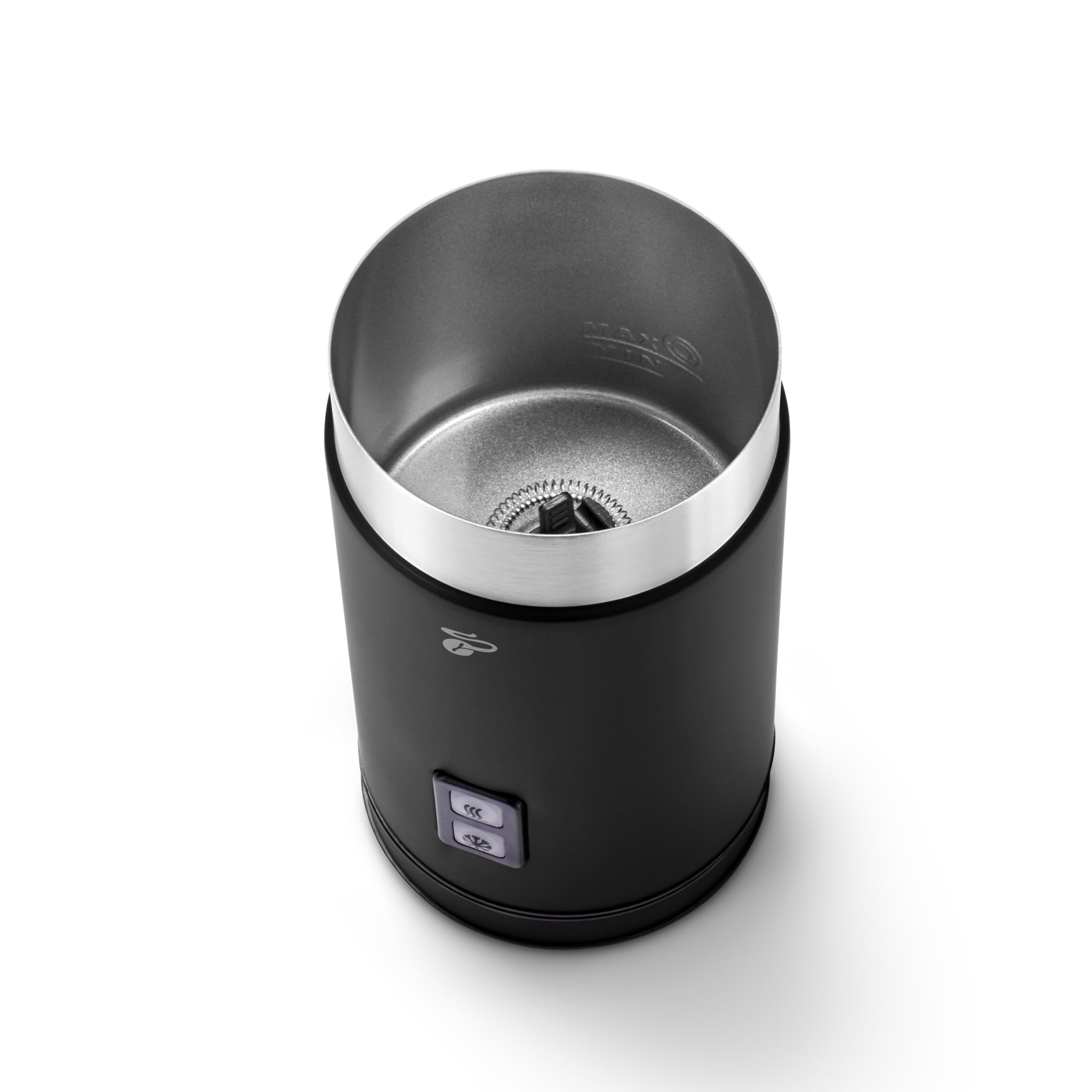 Tchibo elektrischer Milchaufschäumer, 130ml Fassungsvermögen, aus rostfreiem Edelstahl, Antihaftbeschichtung, warmer und kalter Milchschaum, für Latte Macchiato, Cappuccino und Kakao (Schwarz)