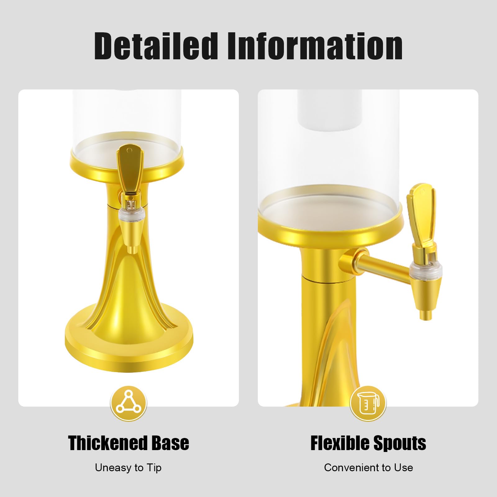 Distributeur de bière 3 l - Distributeur de boisson froide avec éclairage LED et colonne de glace - Pour bar et fête - Transparent et léger - 1,15 kg