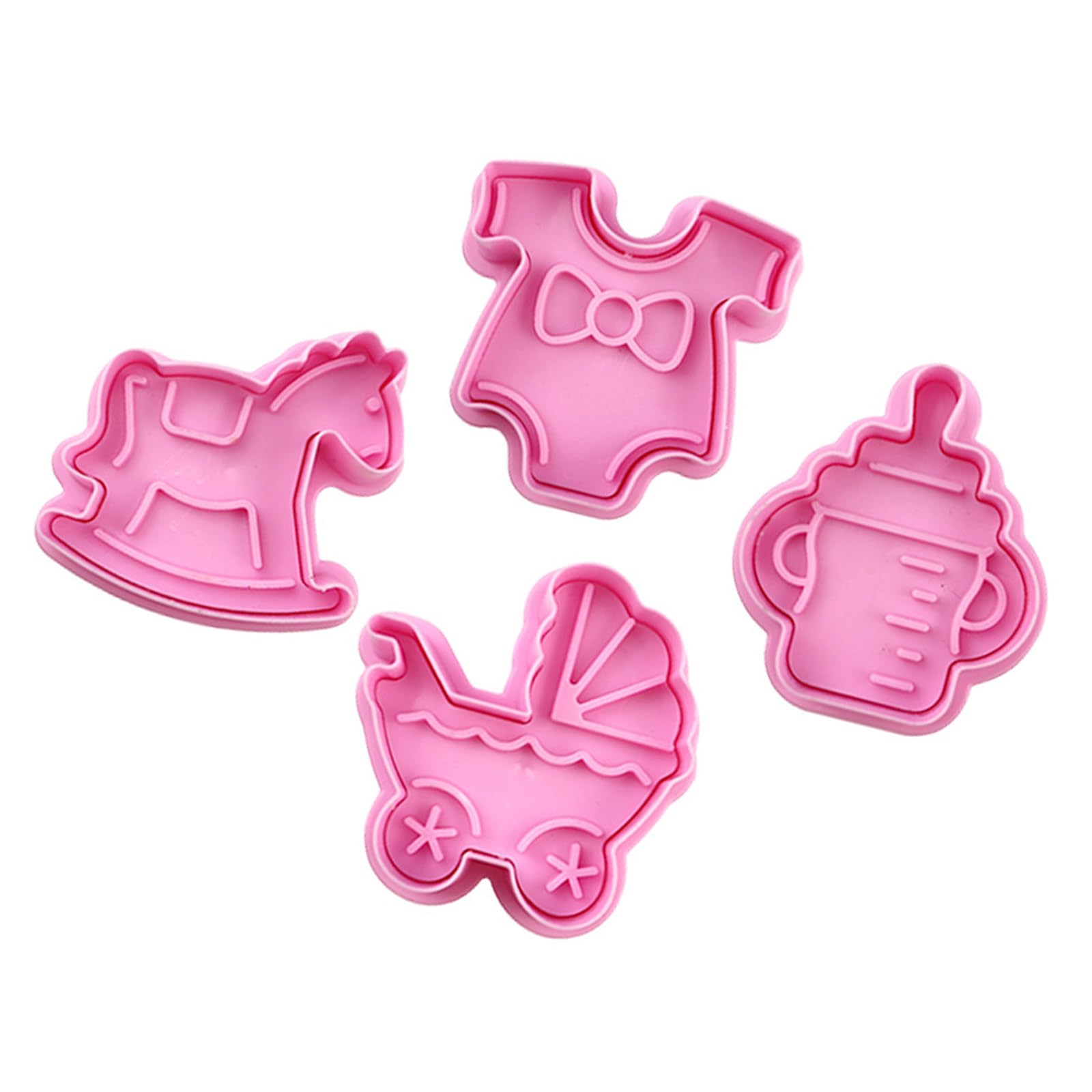 Kalttoy 4pc Infant Shower Cookie Molds, Baby Carriage Themed Baking Set with Dishwasher Safe for Celebration Desserts Baby Showers Baking Tool