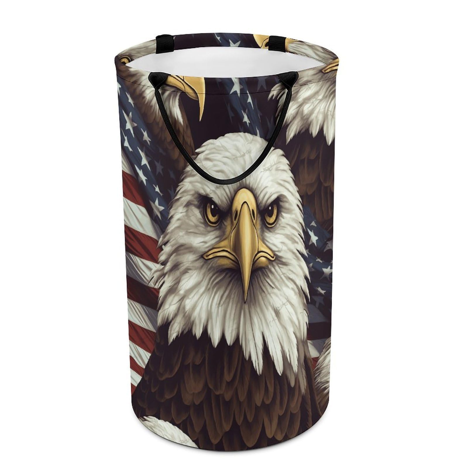 Bald Eagle Laundry Basket Large Foldable Laundry Hamper with Handles Freestanding Collapsible Clothes Basket Waterproof Portable Dirty Clothes Hamper for Bathroom 86L