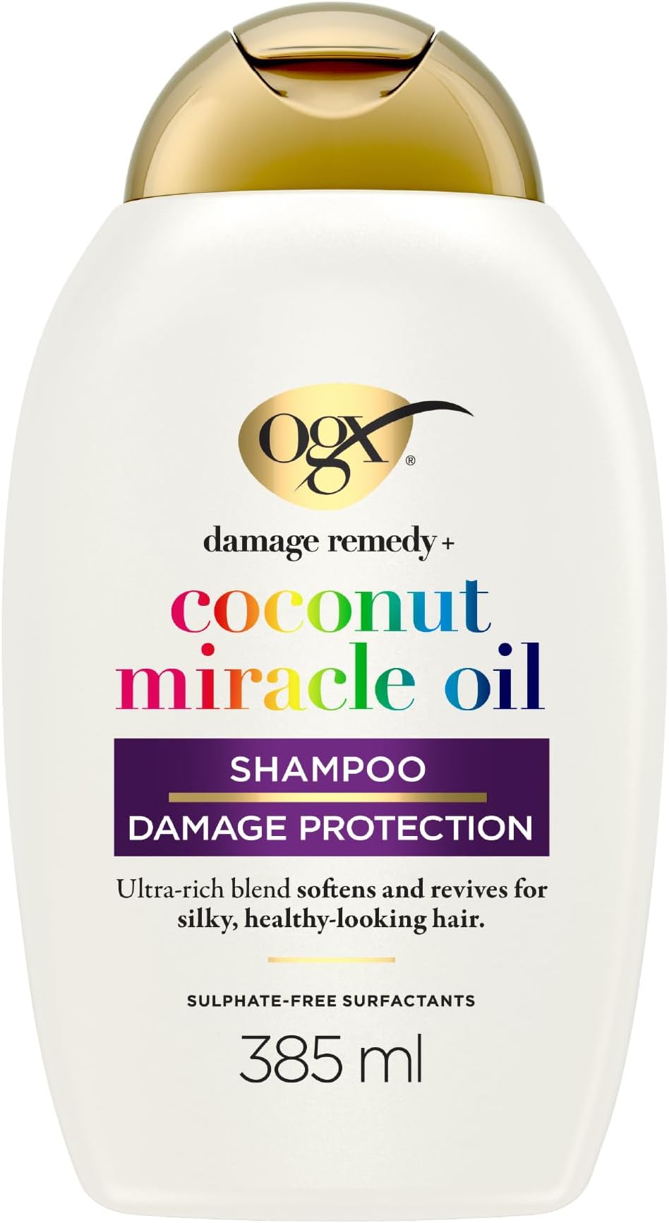 OGX Damage Remedy with Coconut Miracle Oil Shampoo, Softens and Revives Hair, for Silky and Healthy-Looking Hair, Sulfate Free, 385ml