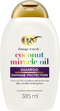 OGX Damage Remedy with Coconut Miracle Oil Shampoo, Softens and Revives Hair, for Silky and Healthy-Looking Hair, Sulfate Free, 385ml