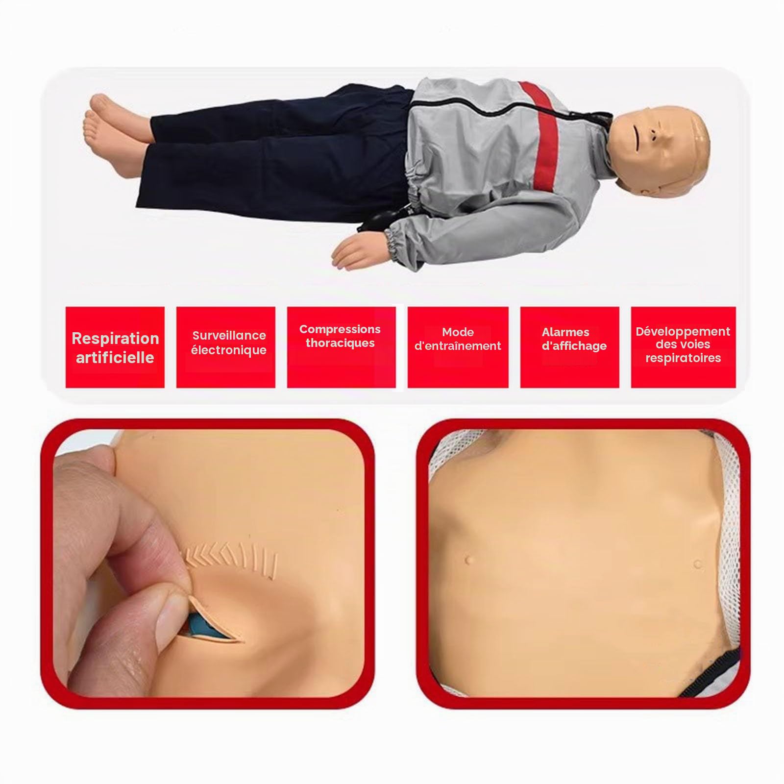 ELZEM Mannequins de Secourisme Enfant Mannequin de CPR Infantile de Réanimation Cardiopulmonaire pour L'éducation et l'enseignement des Patients A