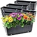 Produktbild BigDean 6er Set Blumenkästen für Balkon-Geländer - Rattan-Optik - Anthrazit - Balkonkästen mit Metall-Halterungen - 49 x 17 x 17 cm - inkl. Bewässerungssystem