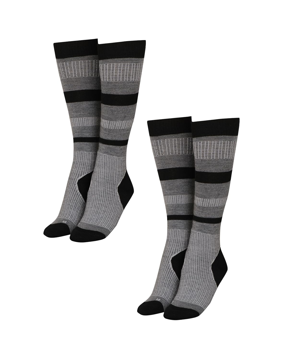 DILLING Lot de 2 paires de chaussettes de ski pour femme en laine mérinos
