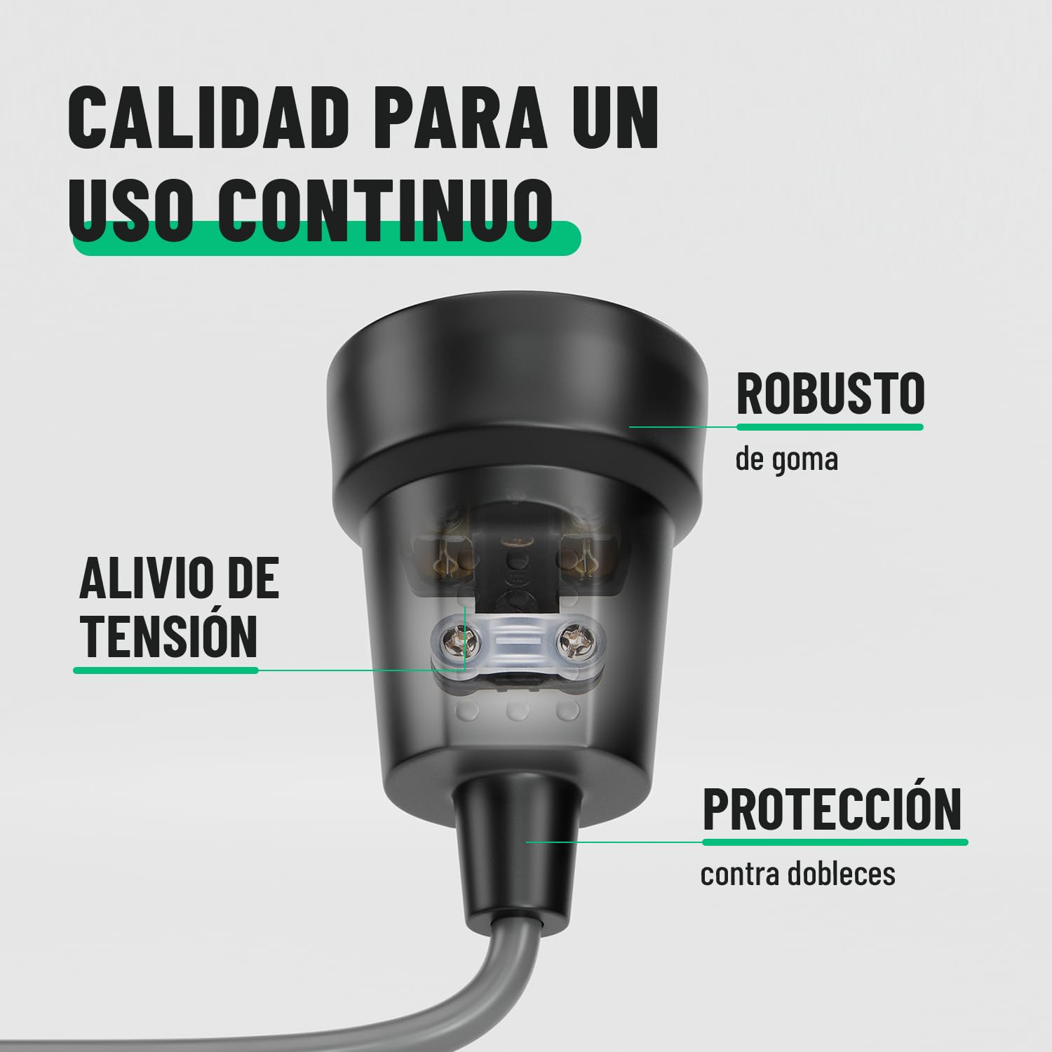greate 1x clavija enchufe hembra y enchufe macho exteriores de goma con protección contra doblez, 230V, 16A, 3,7kW & IP44