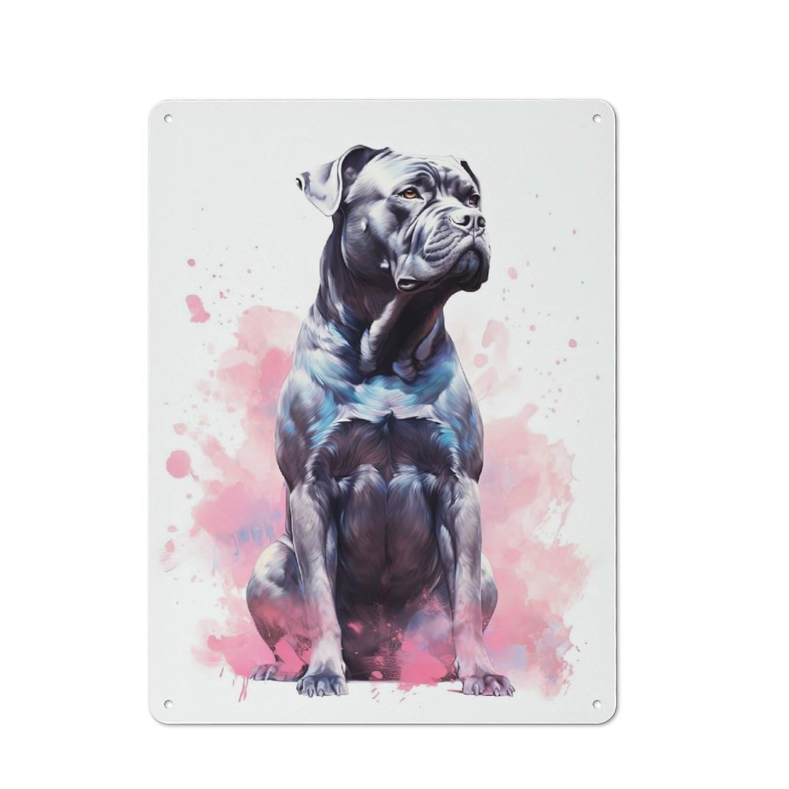 Junmoney Style-4 For Lounge Or Reading Corner, Watercolor Cane Corso Vintage Tin Sign 40X30cm, Seasonal Metal Wall Decor For Winter Interiors