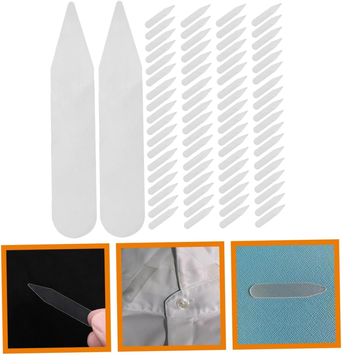 200pcs Collar Stays for Dress Shirts Transparent Pet Collar Inserts High-temperature Resistant for Men for Shirt Shape