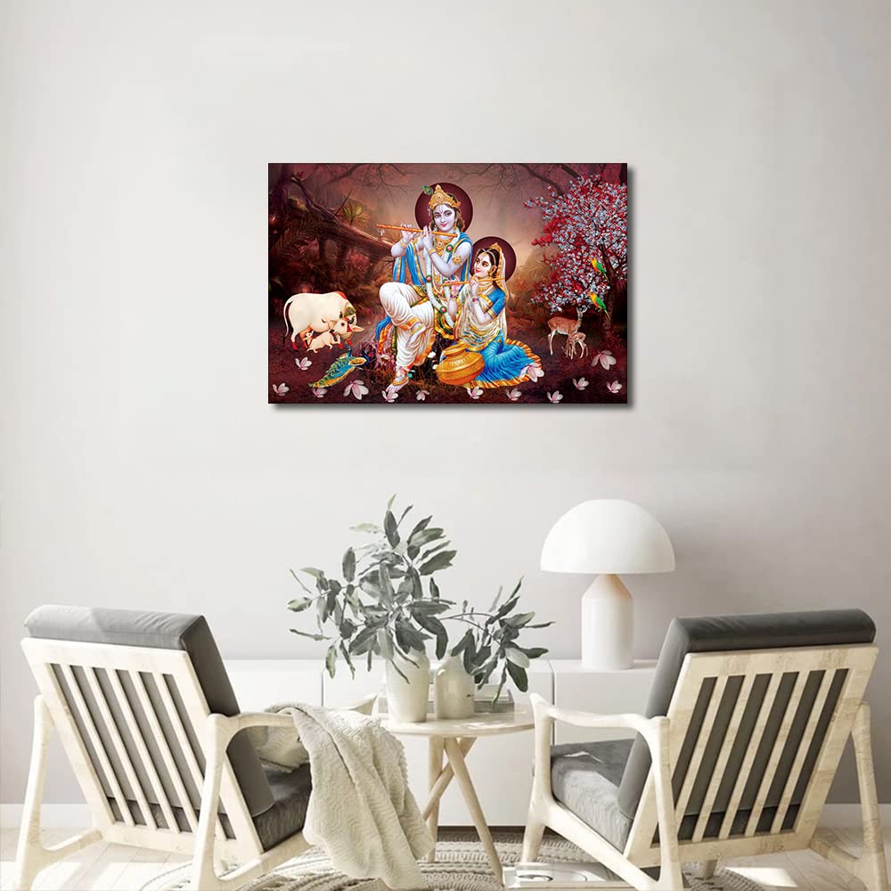 TISHIRON Radha Krishna Pictures for Living Room Wall Decoration India Religious Culture Art Prints Canvas Frame Wall Art Canvas Artwork Wall Decor Home Decorations for Living Room 40x60cm - Image 4