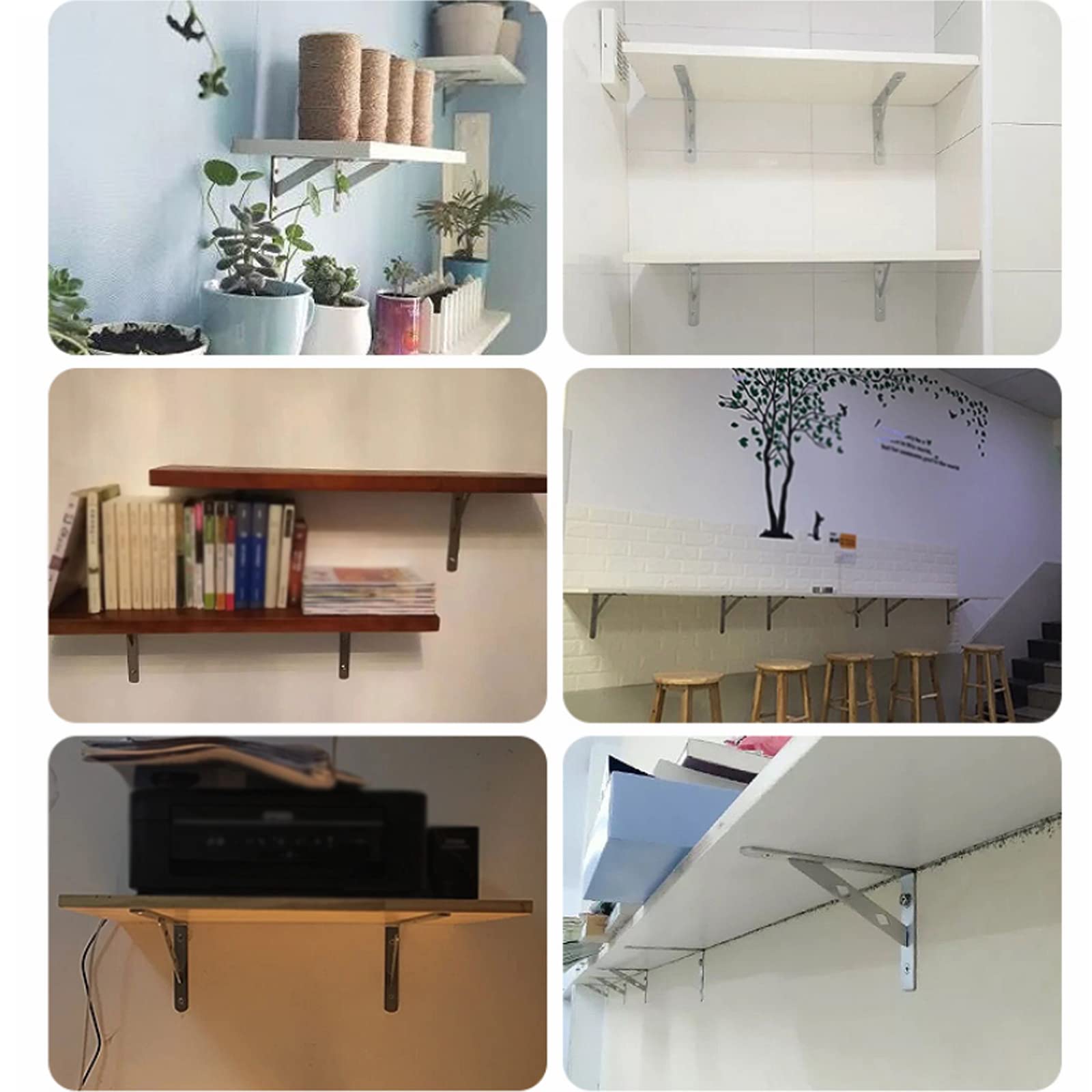 2 Pièces Support d?Étagère Flottantes en Acier Inoxydable,Équerre Étagere Murale Équerre pour Étagère Triangulaire en Métal,Equerre de Fixation 90 Degrés à Angle Droit,avec Vis (450mm/17.7in)