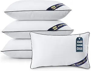 Utopia Bedding Throw Pillow Inserts (Pack of 4, White), 12 x 20 Inches Decorative Indoor Pillows for Sofa, Bed, Couch, Cushion Sham Stuffer