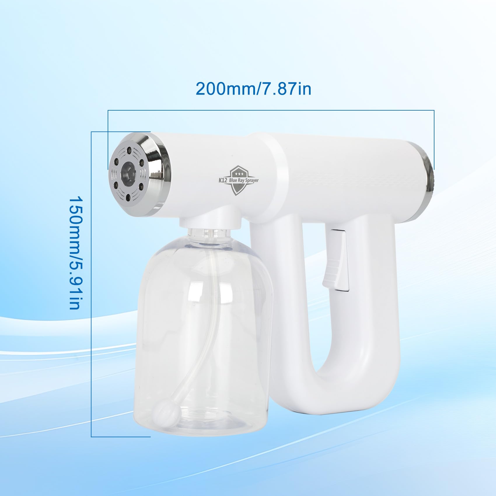 Fogger disinfettante, K12 Blue Ray Disinfettante Fogger Machine, ULV Nano Sanitizer Gun, Spruzzatore disinfettante portatile ricaricabile senza fili, Spruzzatore portatile elettrostatico per casa