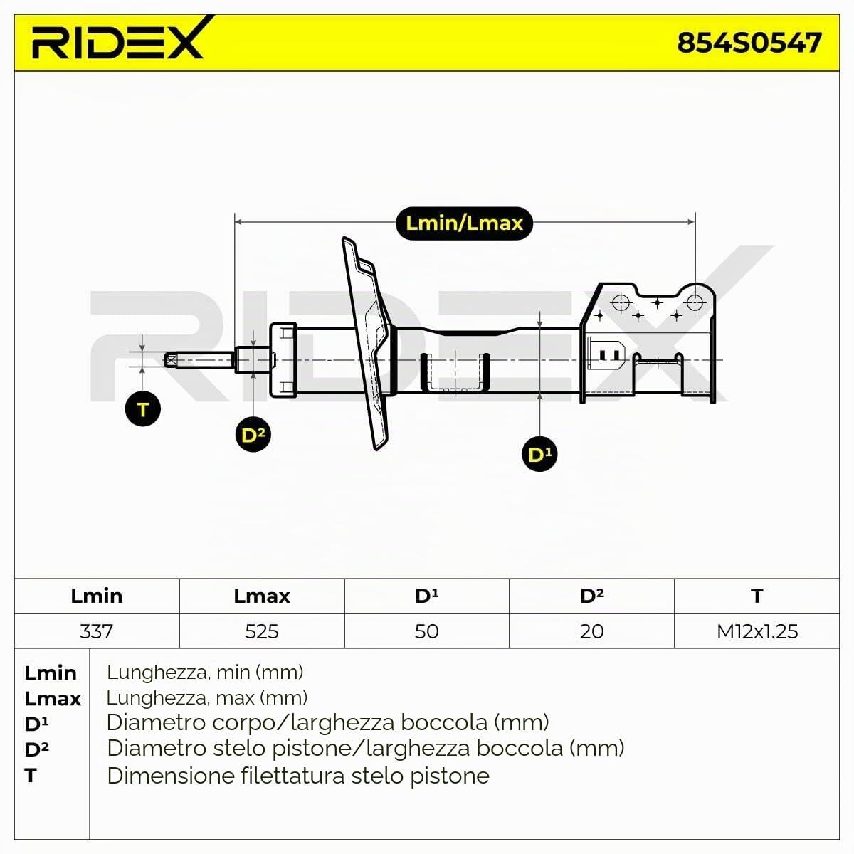 RIDEX 854S0547 Ammortizzatore Anteriore Sinistra Compatibilità con OPEL Corsa D Hatchback S07