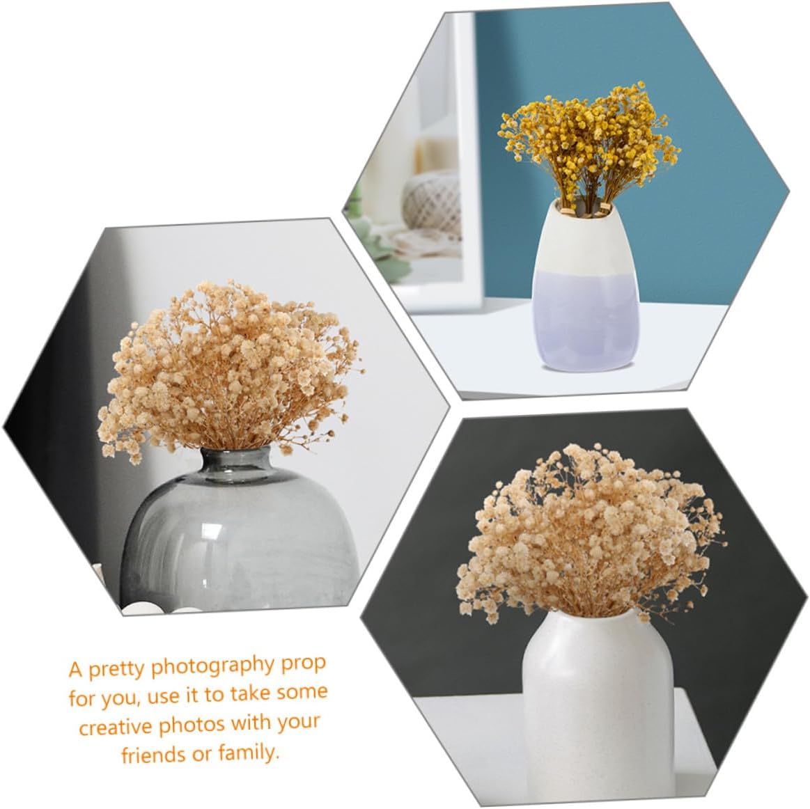 Luxshiny 6pcs Natural Dried S Breath Flower Bouquets Mini Floral Decorations for Wedding Party Home Photography Props Delicate Boho Style Arrangement