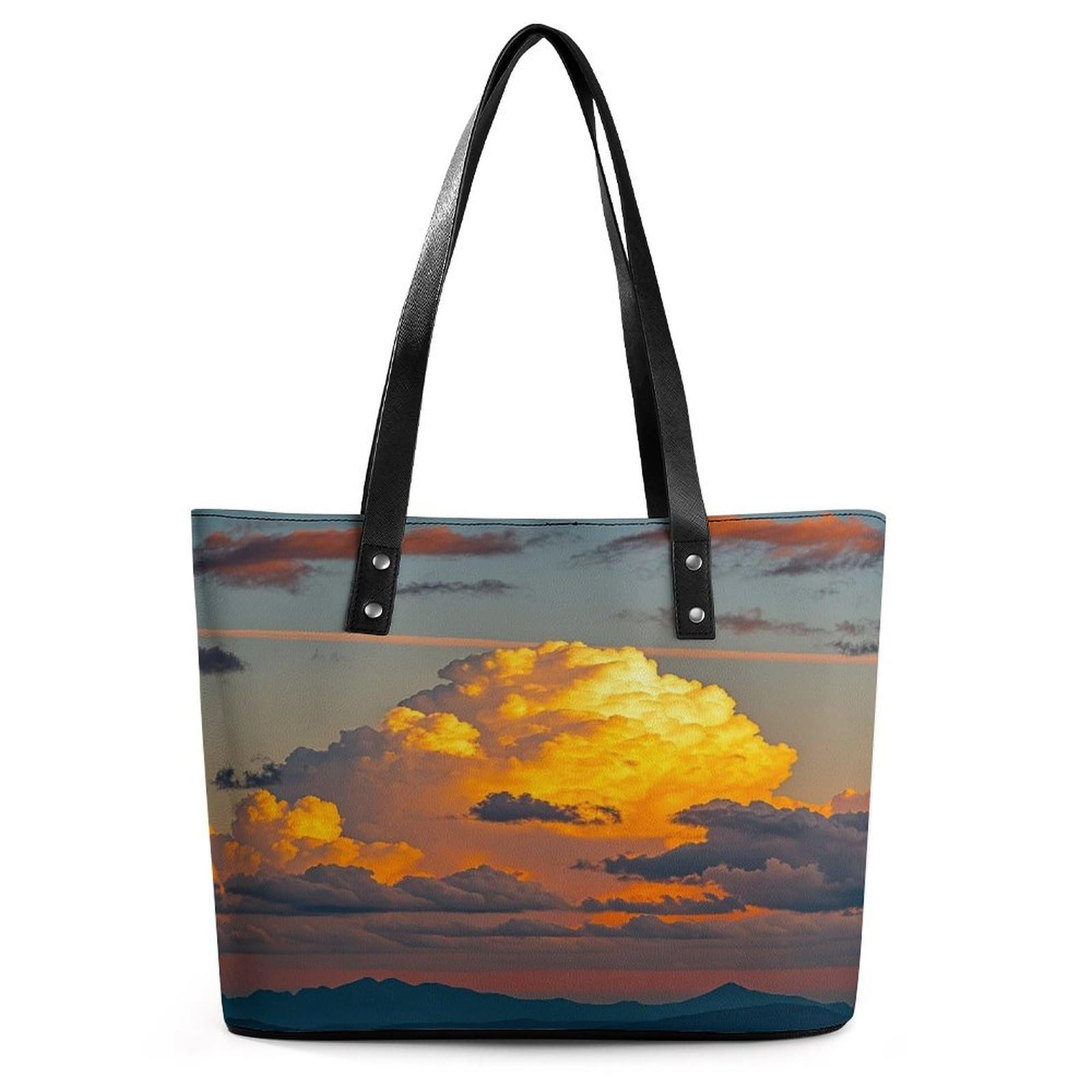 Orange Sky Handbag for Women Leather Tote Bag Exquisite Satchel Bags for Leather Ladies Handbag