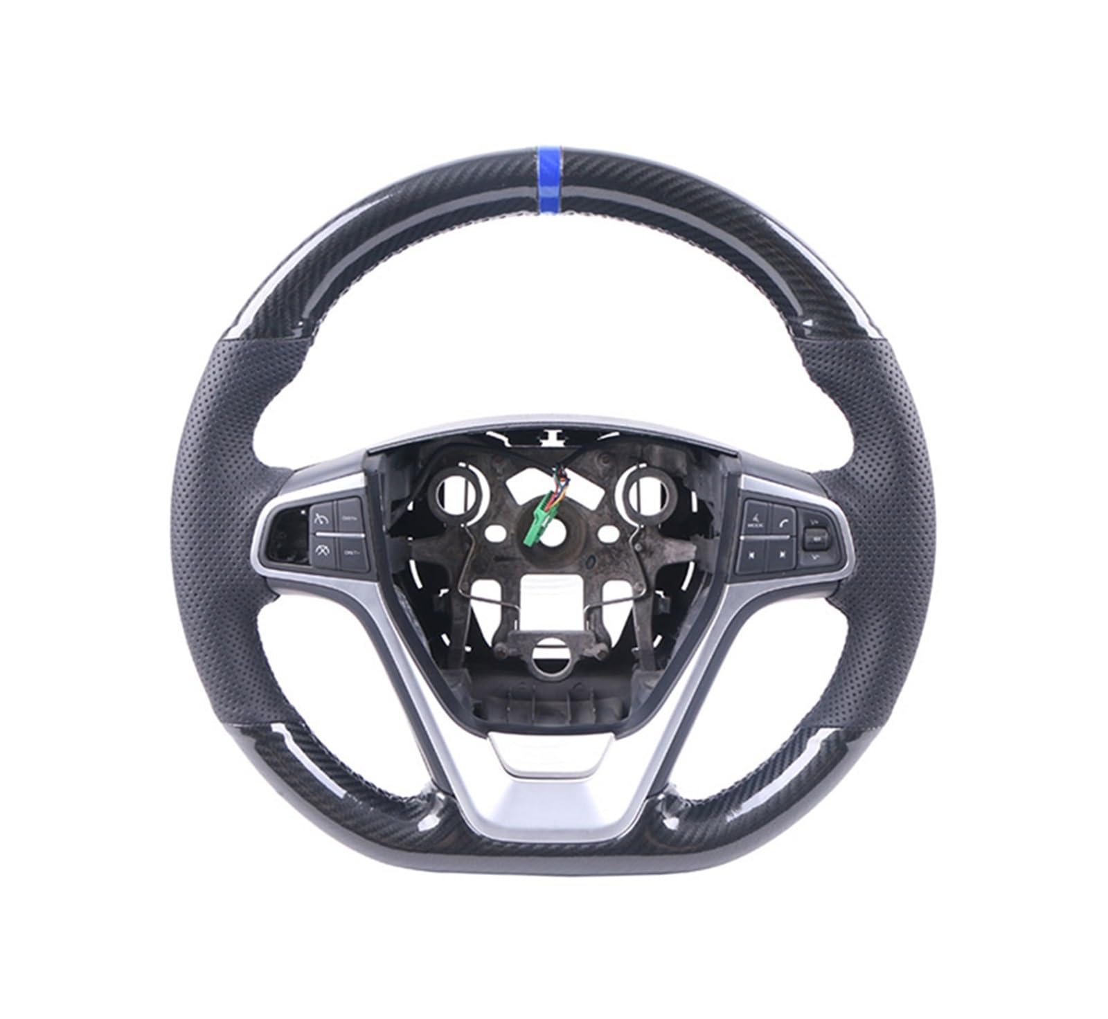 Couvre Volant Voiture Housse De Volant en Fibre De Carbone pour Peugeot 207 (2006-2014) pour Expert (2008-2016) pour Partner (2009-2018) Protege Volant(A Carbon Blue Thread)
